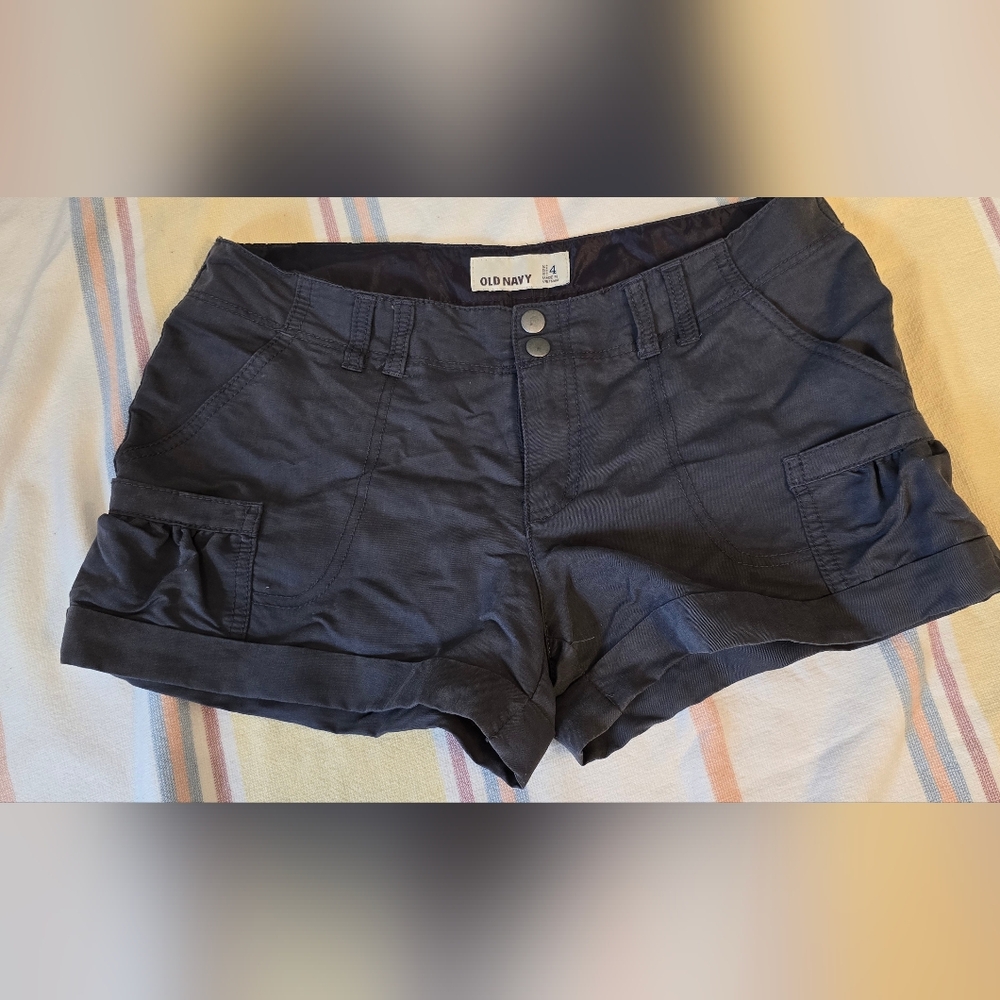 Y2k Era Old Navy Dark Gray Rolled Cuff Shorts Super Soft With Pockets 4